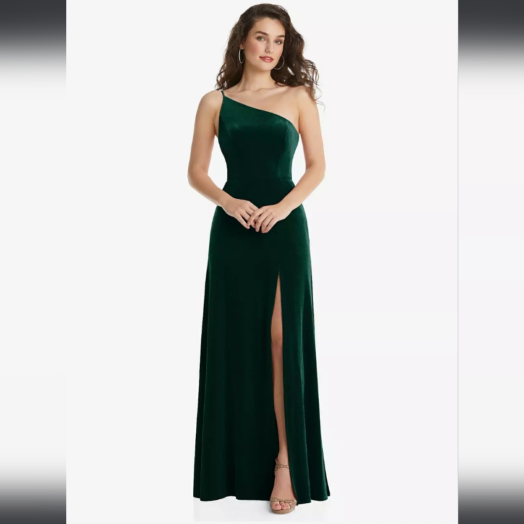 After Six One-Shoulder Spaghetti Strap Velvet Maxi Dress In Everg